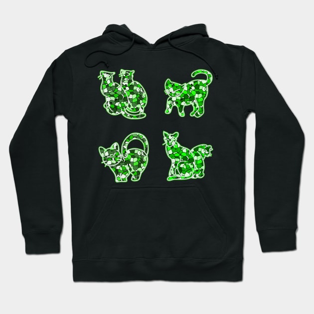 Crystal Group Cat (green) Hoodie by YasudaArt